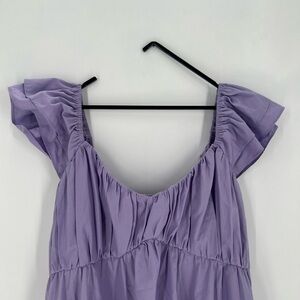 Abercrombie & Fitch Purple Ruched Sundress with Flutter Sleeves